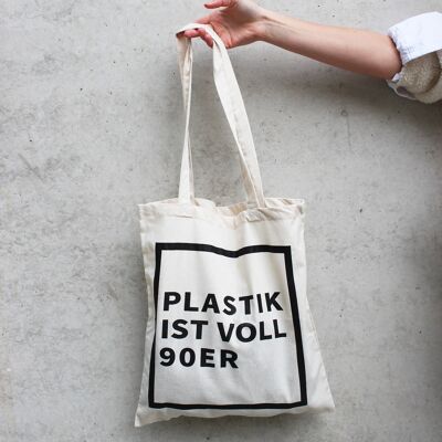 Jutebeutel Plastik ist voll 90er bedruckt Sprüche | Bio-Baumwolle