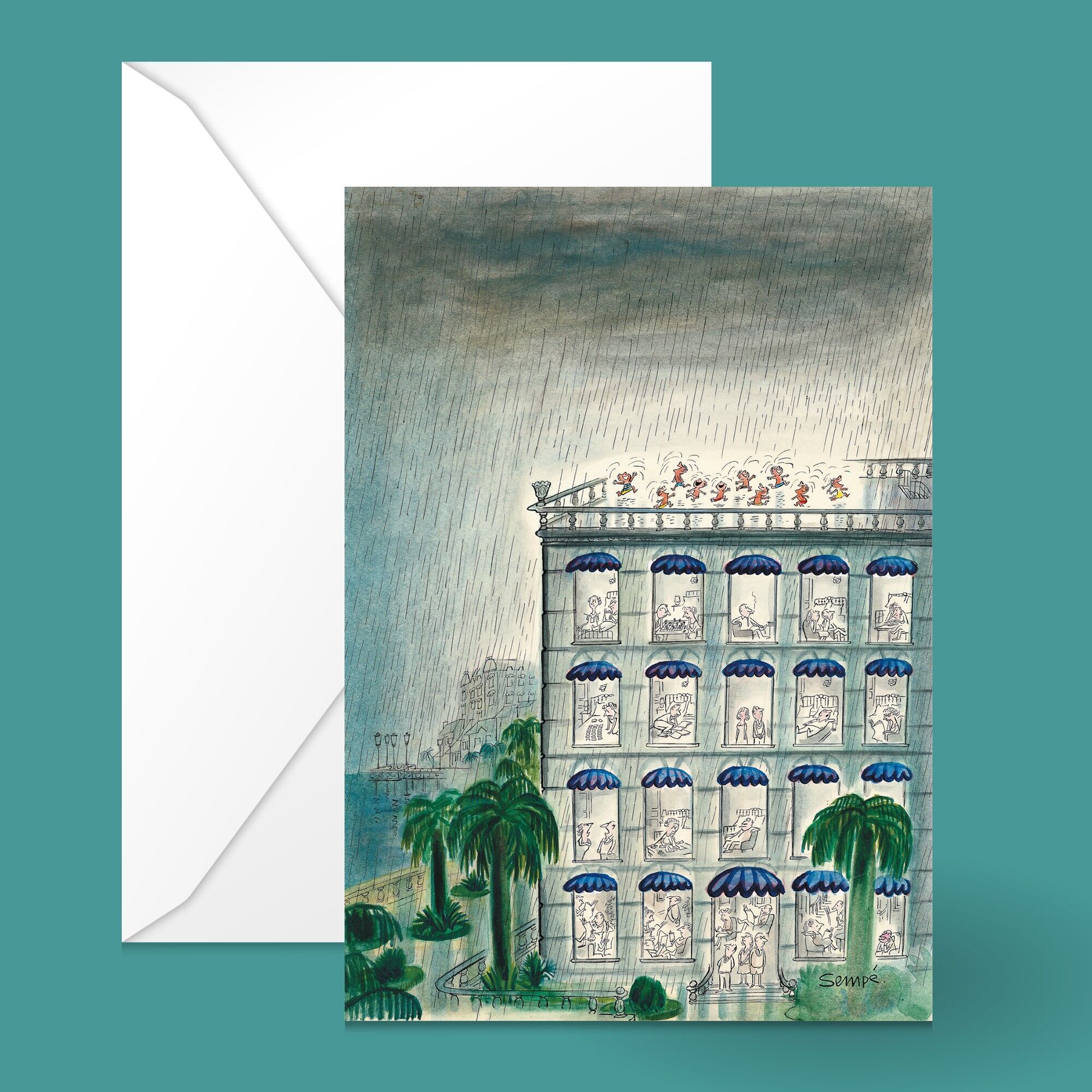 CARTOLINA SEMPE EDIFICIO PIOGGIA