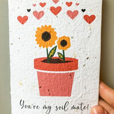 Plantable Seeded Card | You're My Soil Mate - RECYCLED ENVELOPE