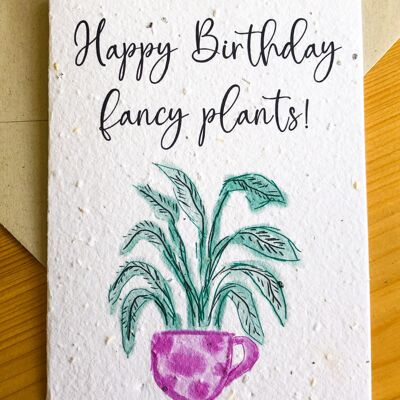 tarjeta sembrada plantable | Feliz cumpleaños Fancy Plants B