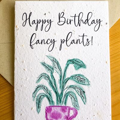 Plantable Seeded Card | Happy Birthday Fancy Plants B
