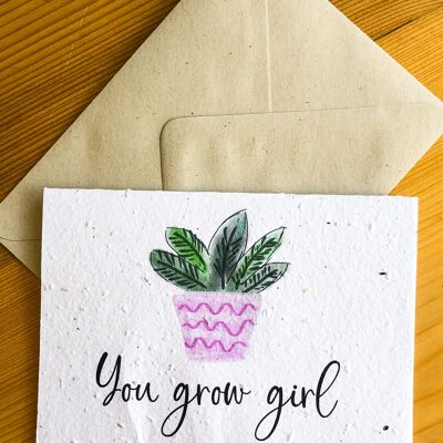 tarjeta sembrada plantable | Planta You Grow Girl - SOBRES RECICLADOS