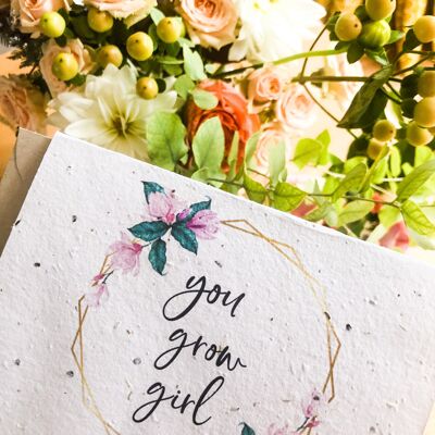 Plantable Seeded Card | You Grow Girl - RECYCLED ENVELOPES