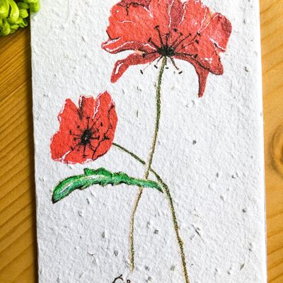 Plantable Seeded Card | Poppy Design - RECYCLED ENVELOPE