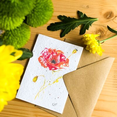 Plantable Seeded Card | Poppy Design - RECYCLED ENVELOPES