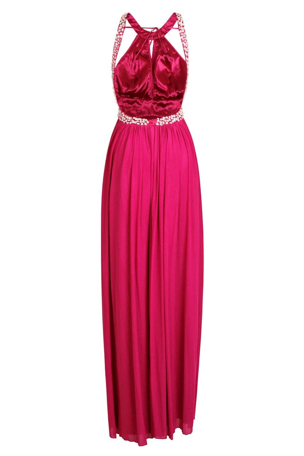 Vestido estilo griego largo fucsia de Paypa