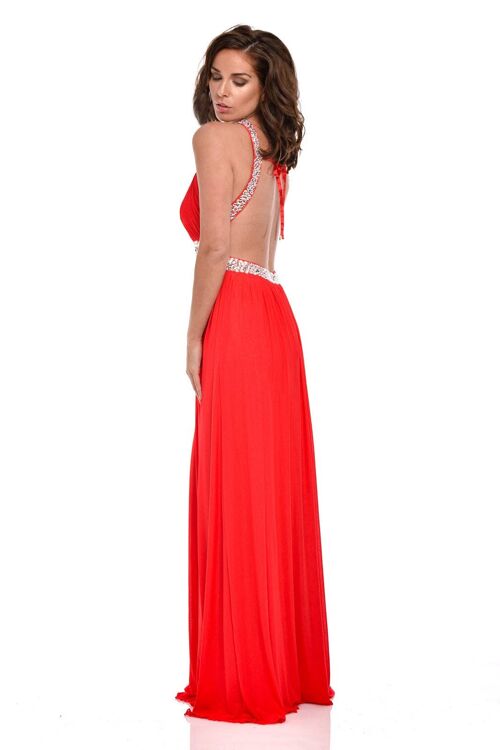Papya Red Maxi Grecian Gown Dress