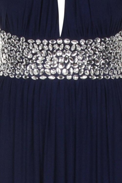 Papya Navy Maxi Grecian Gown Dress