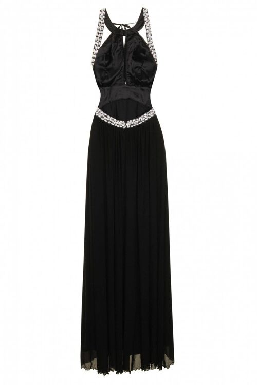 Papya Black Maxi Grecian Gown Dress