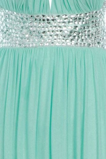 Papya Mint Jewel Robe longue grecque à dos ouvert 1