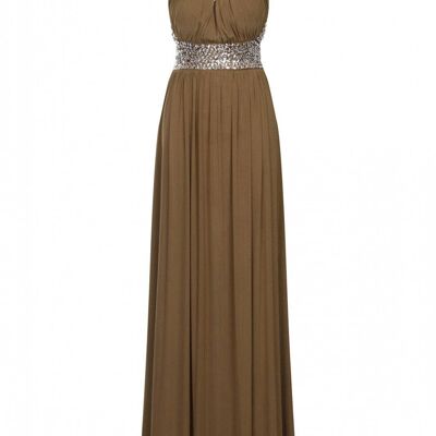 Papya Mocha Maxi Grecian Gown Dress