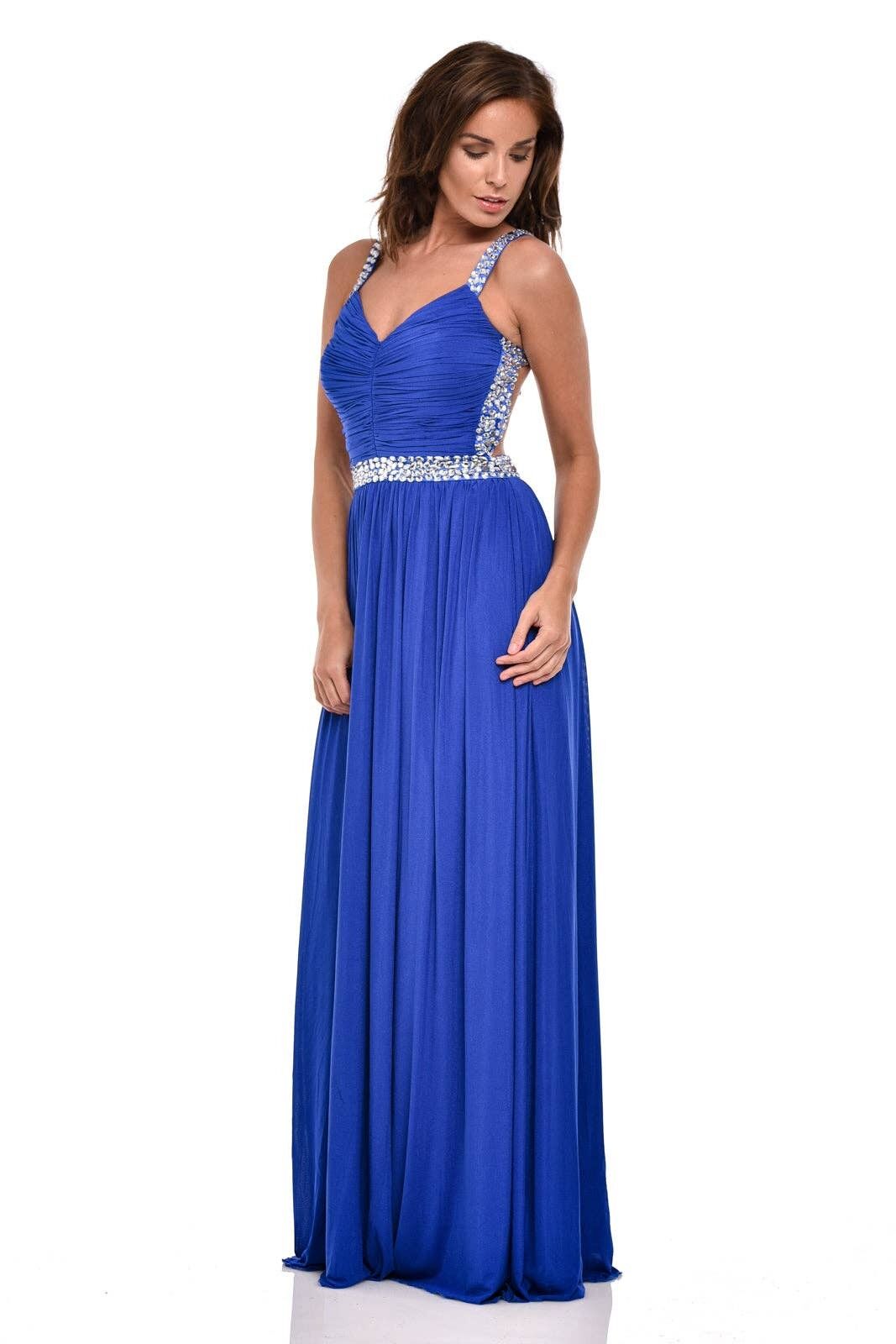 Maxi abito greco senza schienale Nola Royal Blue