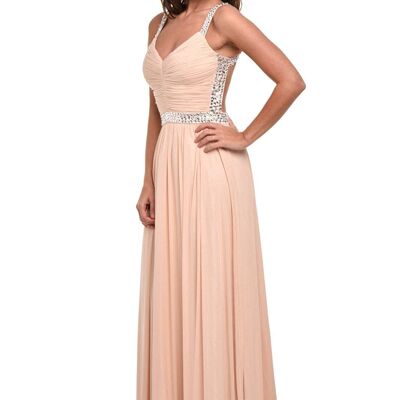 Nola Nude Backless Maxi Grecian Dress