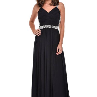 Nola Black Backless Maxi Grecian Dress