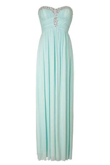 Robe longue bustier en cristal avec décolleté en cœur Mia Mint 1