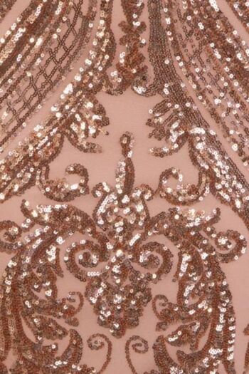 Paris Rose Gold Luxe Sequin Illusion Sweetheart Robe à épaules dénudées 4