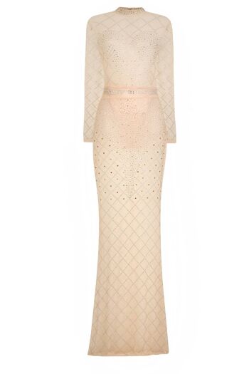 Robe longue transparente en maille transparente avec strass en cristal Sheer Dreams 1