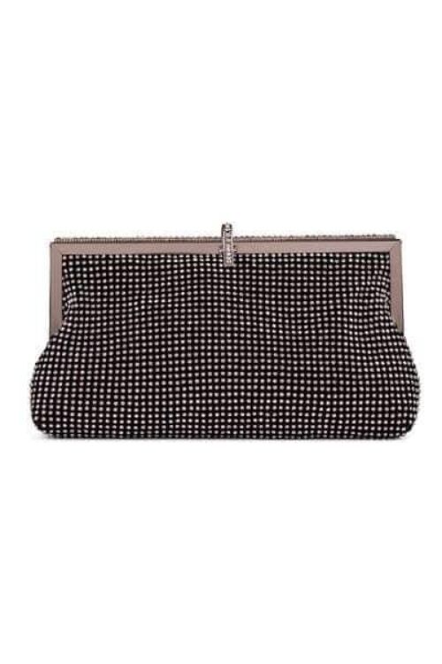 Roma Black Crystal Diamante Soft Purse Clutch Bag