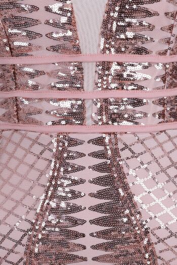 Limelight - Robe courte illusion de bandage à sequins et cage à décolleté nude or rose Limelight 3