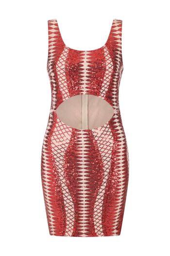 Till Midnight Red Cut Out Sequin Bandage Robe Moulante Cage 2