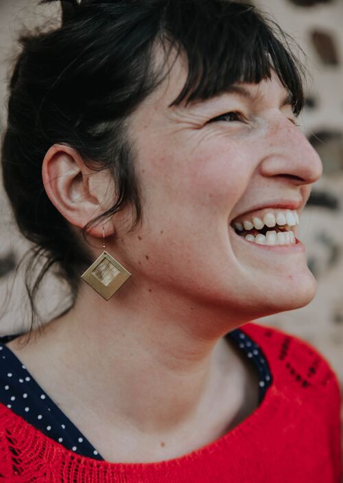 Boucles d'oreilles Sierra carrées en fraké