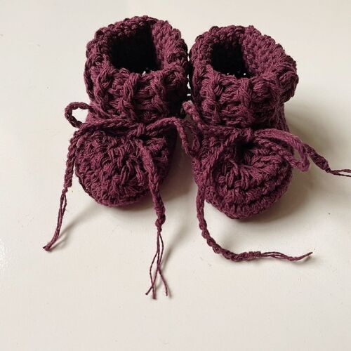 Organic cotton booties - Mulberry