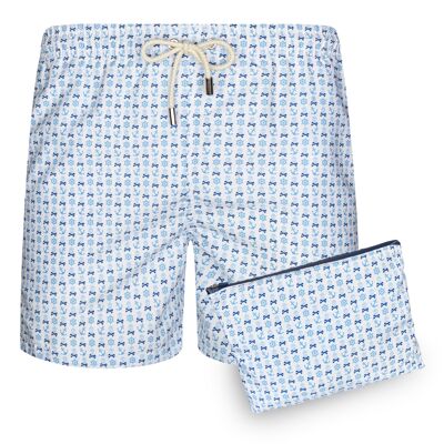 BLUE COAST YACHTING Bañador Hombre Estampado Secado Rápido Calavera Blanca