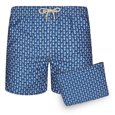 BLUE COAST YACHTING Men's Swimsuit Printed Quick Dry Blue Skull