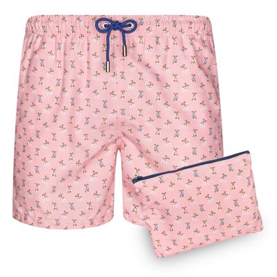 BLUE COAST YACHTING Men's Swimsuit Printed Quick Dry Puppy Pink