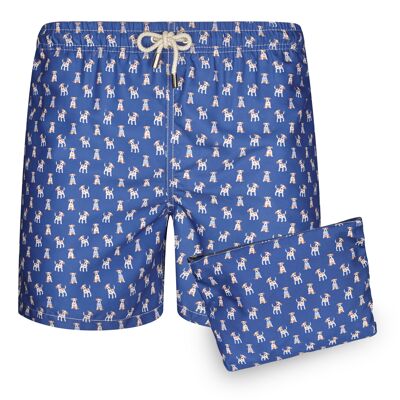 BLUE COAST YACHTING Costume da bagno da uomo stampato Quick Dry Puppy Blue