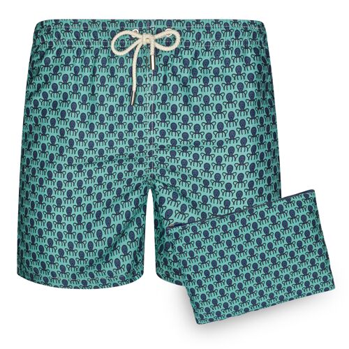 BLUE COAST YACHTING Bañador Hombre Estampado Secado Rápido Pulpo Verde