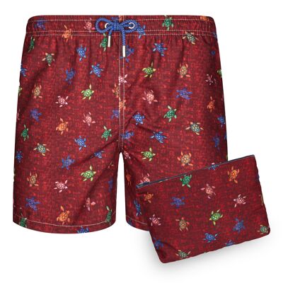 BLUE COAST YACHTING Men's Swimsuit Printed Quick Dry Tortoise Bordeaux