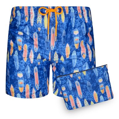 BLUE COAST YACHTING Bañador Hombre Estampado Secado Rápido Tabla Surf Azul