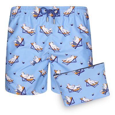 BLUE COAST YACHTING Men's Swimsuit Printed Quick Dry Blue Bear