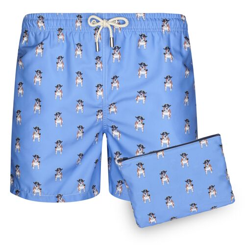 BLUE COAST YACHTING Bañador Hombre Estampado Secado Rápido Bulldog Azul