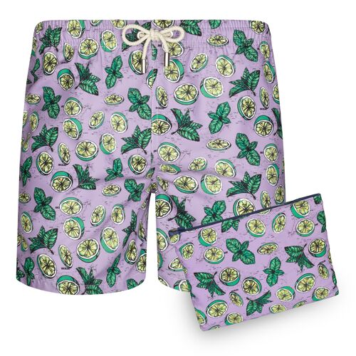 BLUE COAST YACHTING Bañador Hombre Estampado Secado Rápido Limón Morado