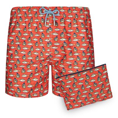 BLUE COAST YACHTING Bañador Hombre Estampado Secado Rápido Sardina Roja