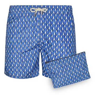 BLUE COAST YACHTING Men's Swimsuit Printed Quick Dry Blue Penguin