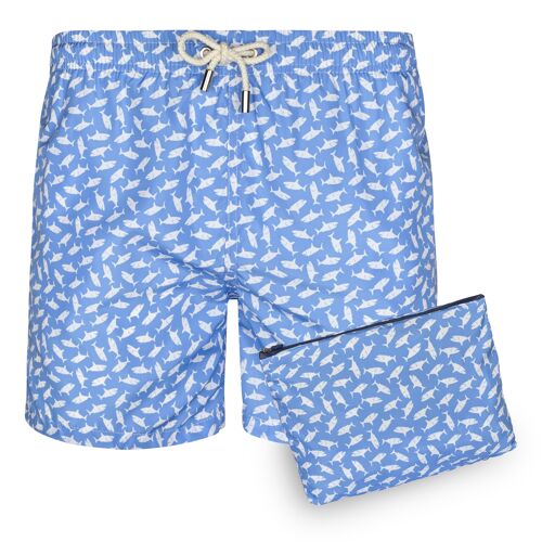 BLUE COAST YACHTING Bañador Hombre Estampado Secado Rápido Tiburón Azul