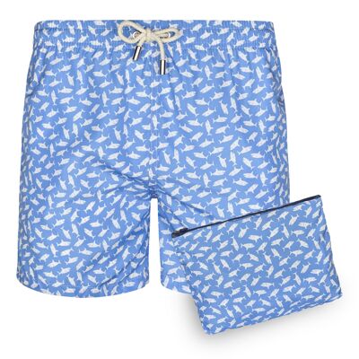 BLUE COAST YACHTING Costume da bagno da uomo stampato Quick Dry Blue Shark