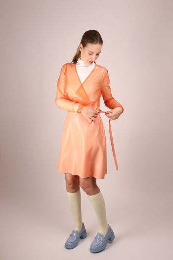 Robe portefeuille - manches longues - M - corail pâle 3