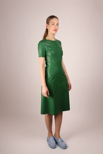 Robe mi-longue trapèze - vert mousse olive 2