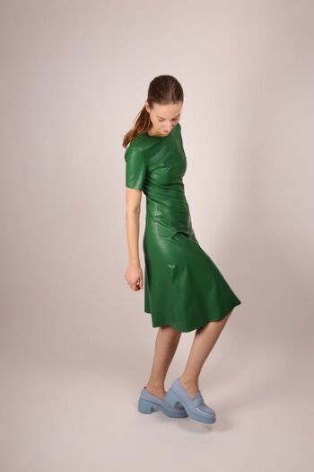 Robe mi-longue trapèze - vert mousse olive 3