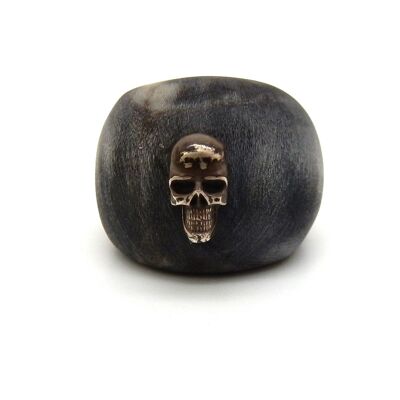 Bangle ring in horn and silver skull - S