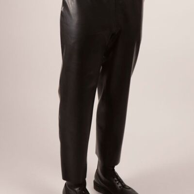 Flat Front Pants - tapered leg chinos style - XS - very dark black