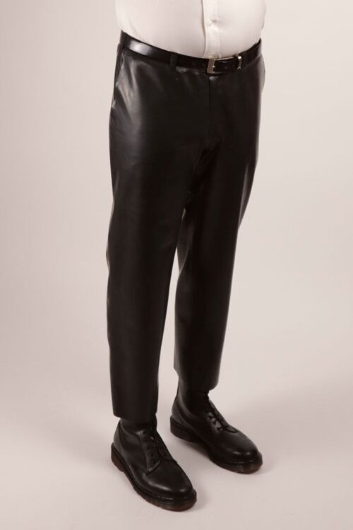 Flat Front Pants - tapered leg chinos style - S - very dark black