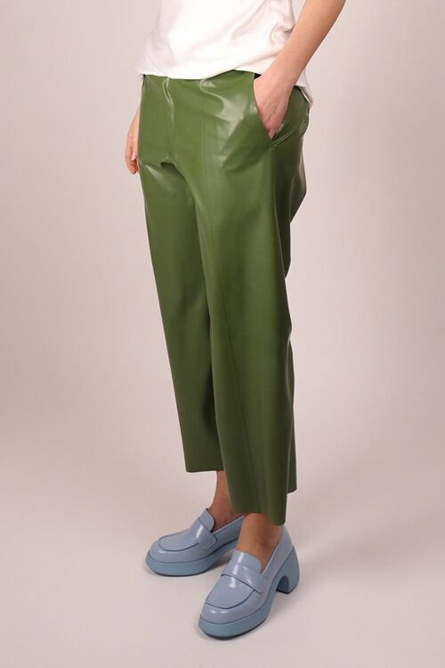 Flat Front Pants - straight leg - XS - olive moss green