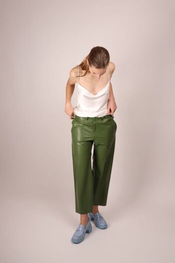 Pantalon sans pinces - jambe droite - M - vert mousse olive 3
