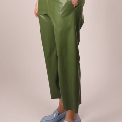 Flat Front Pants - straight leg - L - forest green