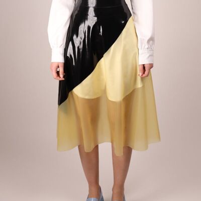 Demi A-Line Skirt - diagonally transparent - L - navy blue